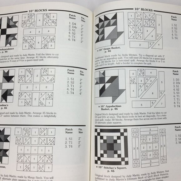 Vintage 1998 The Block Book Judy Martin Quilt Pattern Designs Ideas Rotary Shape - Picture 9 of 12